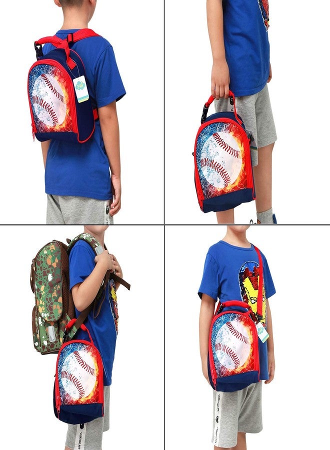 7-Mi Kids Lunch Box For Boys Resuable Multi Convertible Insulated Thermal Boys Lunch Bags Tote With Shoulder Strap Lunch Box Backpack Sandwich Snack Bags Girls For School 3D Baseball Lunch Bags For Kids - Image 4